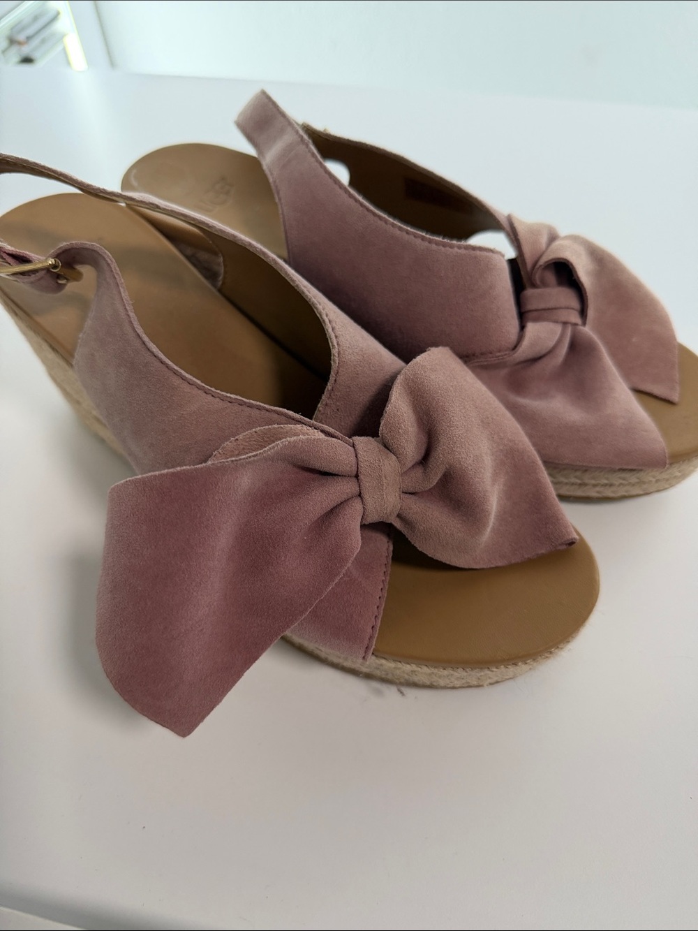 UGG Women’s Bow Espadrille Wedge Sandals in Mauve